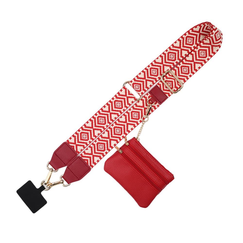 

Diamond Pattern Phone Lanyard Crossbody Phone Wrist Strap Trendy Phone Strap червоний