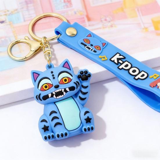 Keychain Pendant Cartoon Anime Design with Metal Lobster Silicone Keychain Clasp Wrist Strap Idol Group Keychain