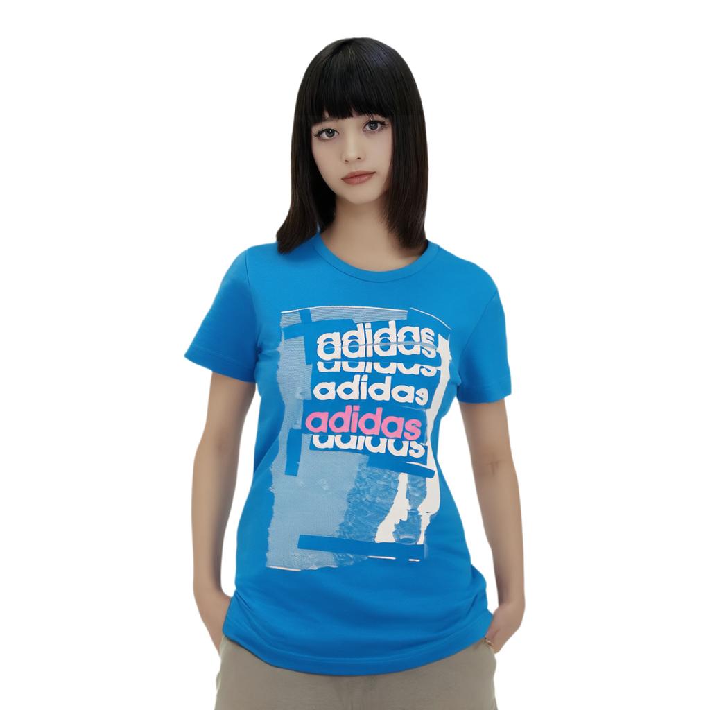 adidas T Shirts Women's Blue Crew Neck Moderate DV3007