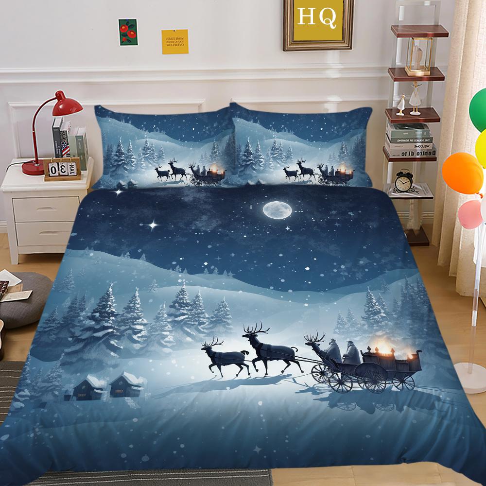 3D Christmas Printing Duvet Cover Set Full Size Microfiber Bedding Set High Ranking Lovely Bedspreads