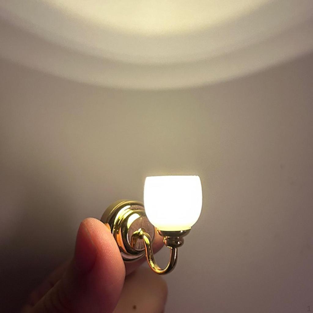 Dollhouse LED Wall Sconces Chic 1:12 Miniature Sconce for Mini Toy Bedroom