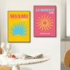 Modern Scenic Travel Mykonos Palme Miami Wandkunst Poster Drucke Boho Maximalistischer Stil Leinwandmalerei Bild für Zimmer Heimdekor