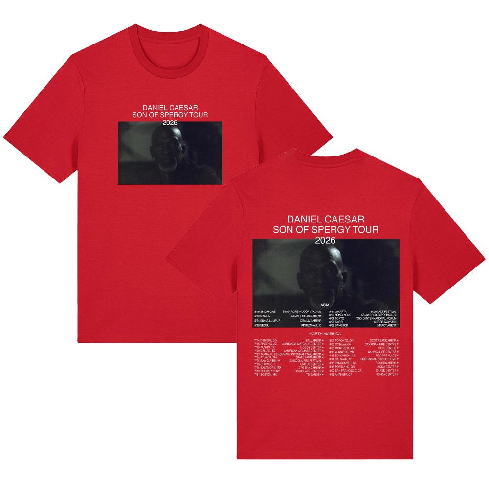 

Daniel Caesar SON OF SPERGY TOUR 2026 T-shirts Hip Hop Tee Fashion Women Men Cotton Clothing Retro Streetwear XXL червоний