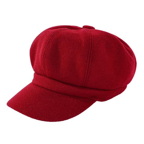 

Beret Hats Exquisite Stitching Thick Woolen Casual All Match Decorative Winter Beret Caps for Women червоний