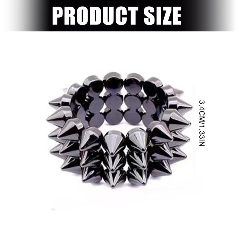Versatile Occasion Star Rivet Punk Bracelet 3 Layer Elastic Wide Bangle Comfortable Wear for Event and Gatherings