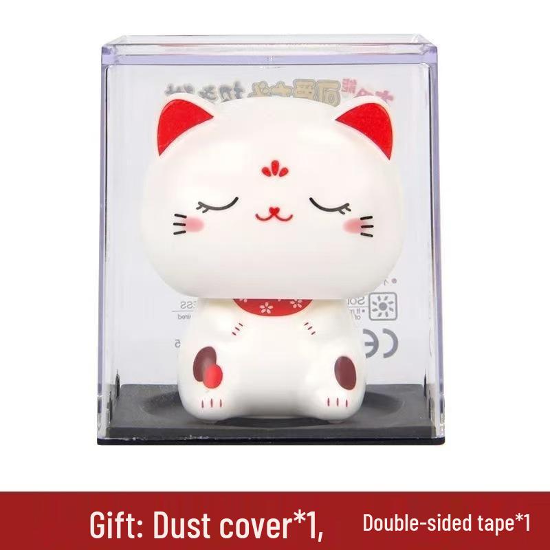 Solar-Powered Smiling Lucky Cat Ornament for Home, Car, or Cash Register