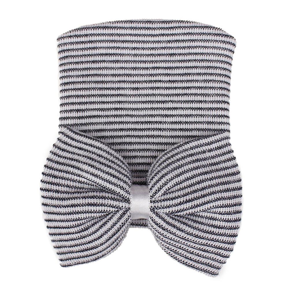 Stripe Infant Hat For 0-6 Month Newborn Baby Hospital Hat Soft Cotton Cute Big Bow Beanie Cap Winter Turban Hats for Baby Girls