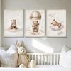 3 Pezzi Orso Giraffa Coniglio della Foresta Stampa su Tela per Nursery Pittura di Animali Selvatici della Giungla Poster Artistico da Parete per Stanza di Bambini e Bambine Decorazione per la Casa