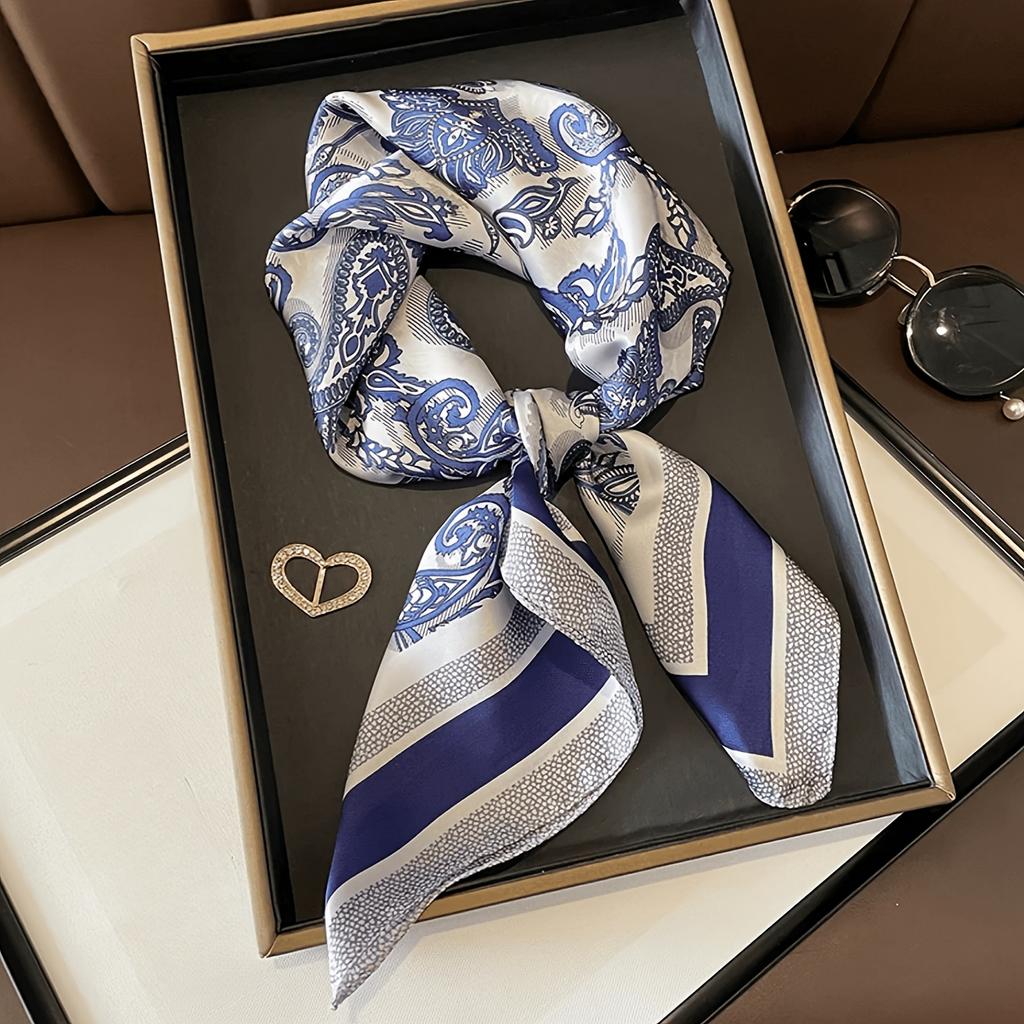 New Paisley Print Square Scarf Soft Satin Bandana Vintage Windproof Head Wrap Shawl Neck Scarves Travel Beach Towel