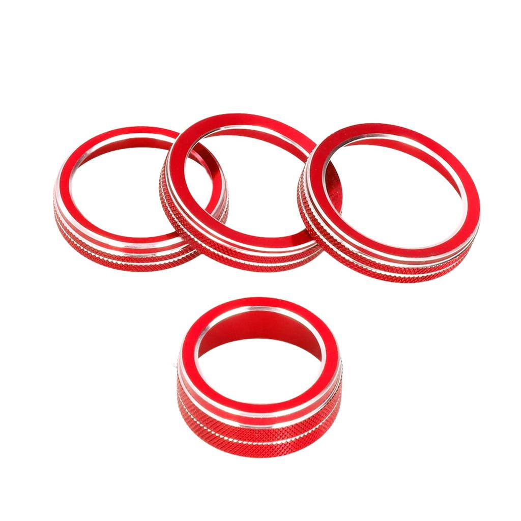 Headlight Switch Knob Ring Front Light Switch Knob Ring Abrasion Resistant Aluminum Material Replaces 2018-2021 Jeep Wrangler JL Parts (Red)