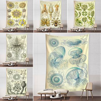 Octopus Jellyfish Classification Map Tapestry Bohemian Psychedelic Wall Art Simple Home Decor for Dormitory