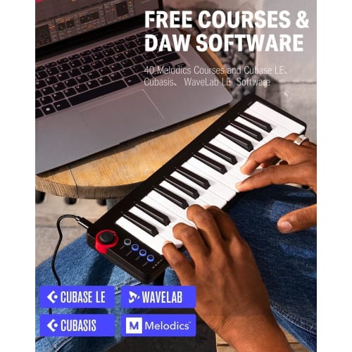 Donner N-25 25-Key MIDI Keyboard, USB Controller, Mini Keyboard, Compact, Velocity-Sensitive, for Music Production, Black, Japanese Instruction Manual