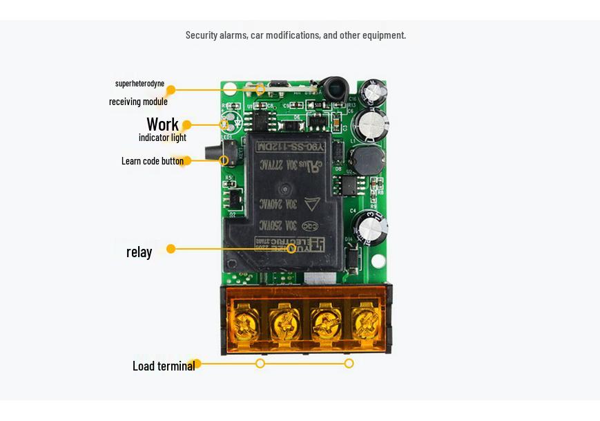 12V/24V Single Channel High-Power Remote Control Switch for 30A Relay Car Light.
