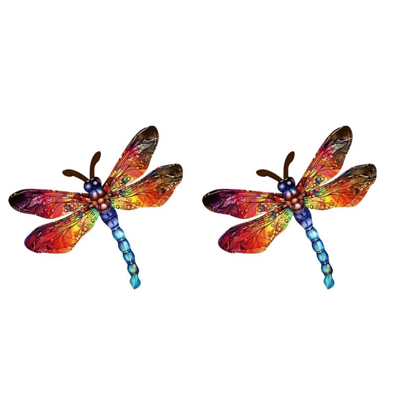 2 Stück Eisenkunst Libellen Wandbehang Dekoration Ideal für Wohnzimmer und Hinterhof Einweihungsgeschenk