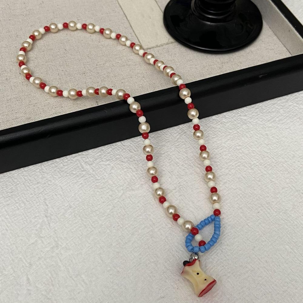 

Cartoon Fruits Strawberry Bead Necklace Imitation Pearl Women Jewelry Funny Pearl Necklace Gifts Style 2