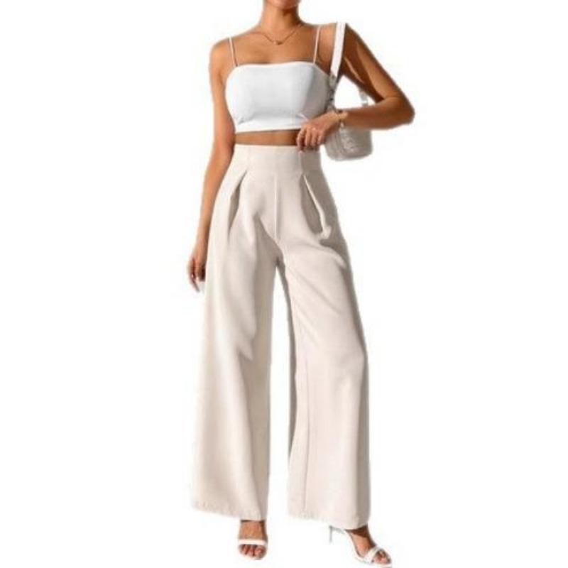New Women's Fashionable and Elegant Solid-color High-waisted Trousers for Ladies