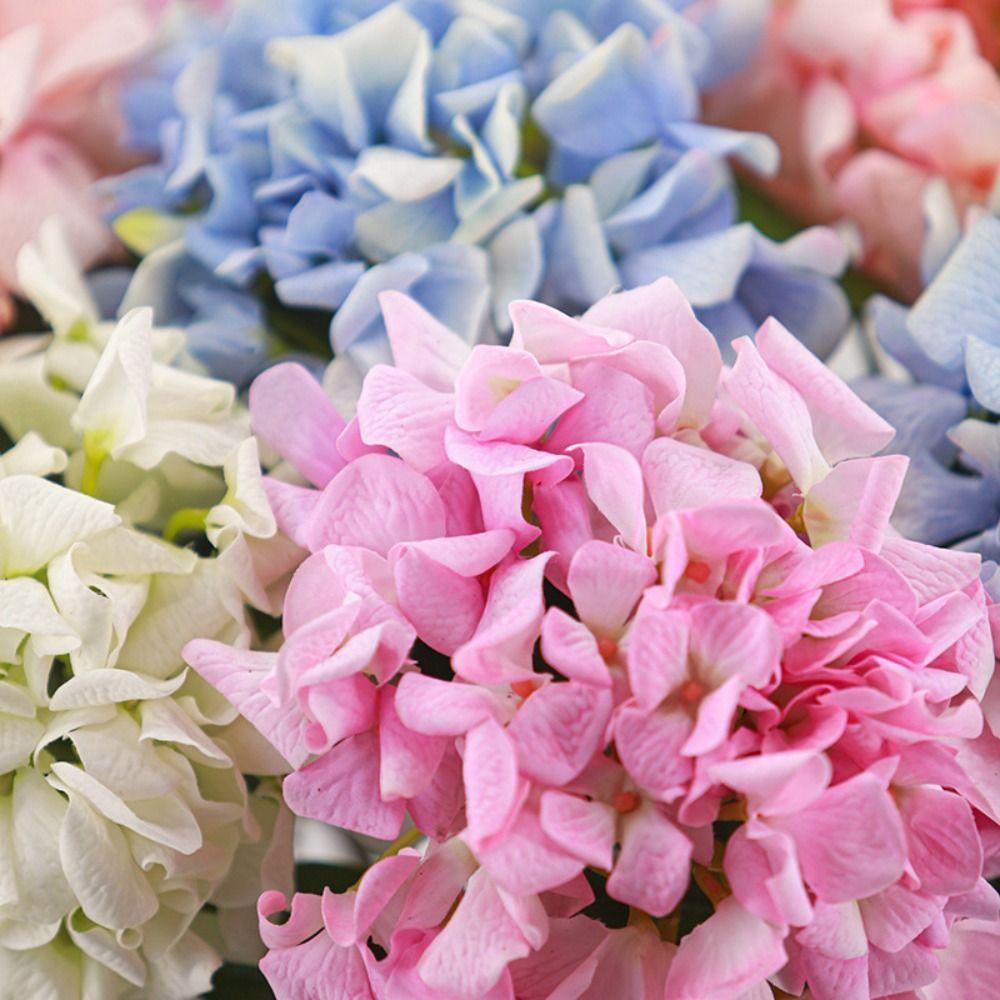 New Moisturizing Feel Artificial Hydrangea Multicolor Silk Flower Bridal Bouquet Real Touch DIY Flower Arrangements Floral Party