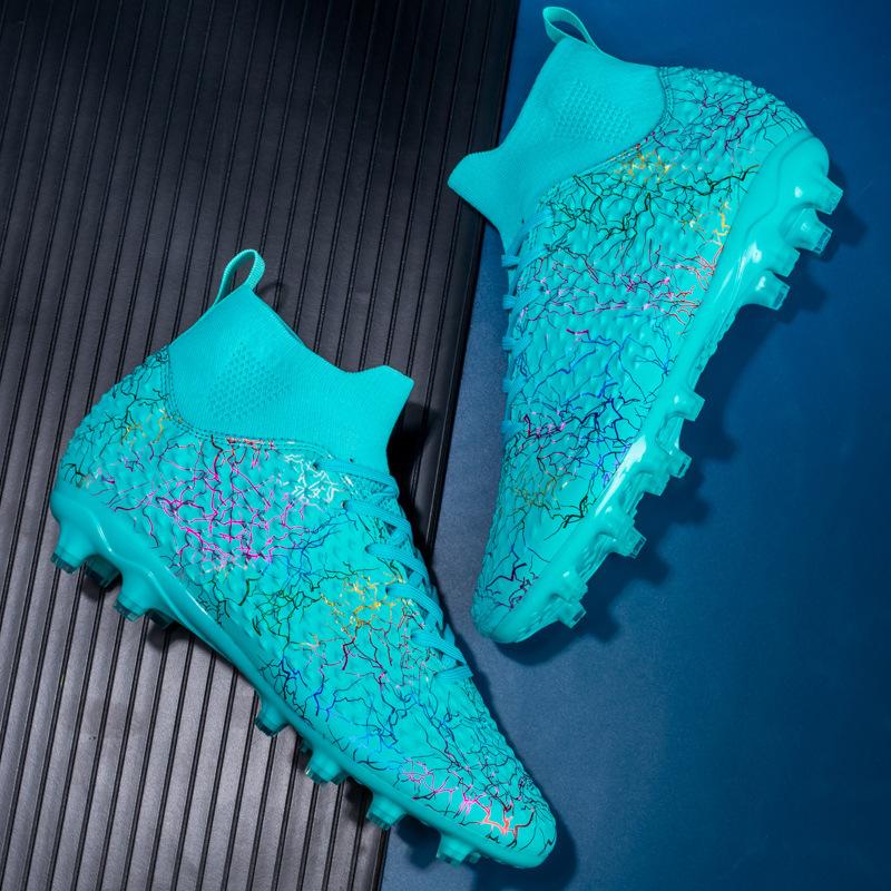 Youth Professional Soccer Shoes Large Size AG Long Spike Football Cleats Electroplated Leather Foot Training Cleats Grass Field