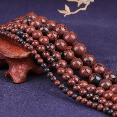 Red Obsidian Round Beads, Natural Stone Loose Beads for Jewelry Making DIY