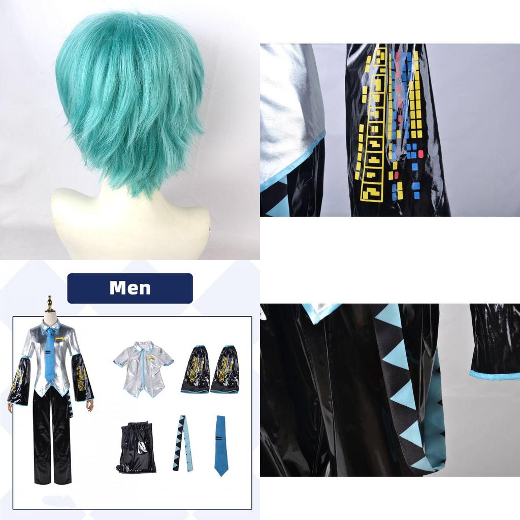 Hatsune Miku Vocaloid Classic Pu Cosplay Men Shirt Tie Pants Wig Set For Parties Christmas