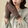 Thicken Suede Leather Gloves Chamois Leather Winter Driving Gloves  Gloves  Women
