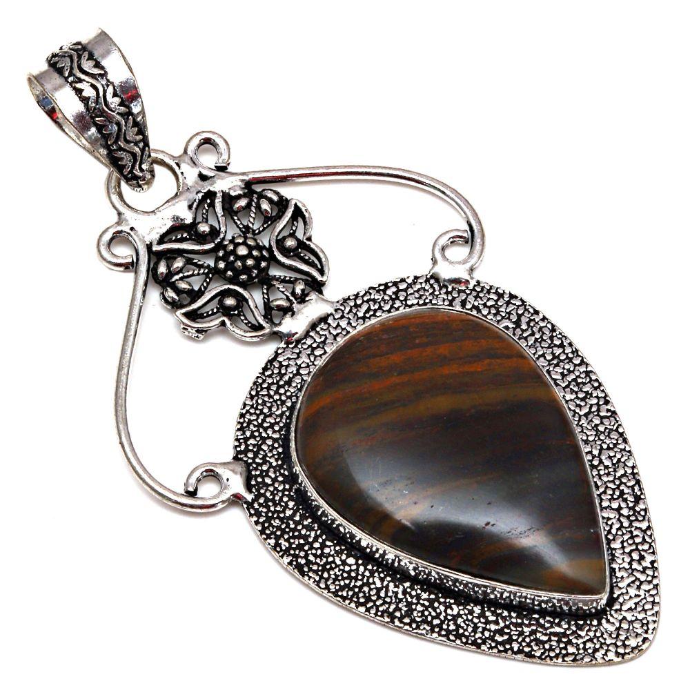 

Pendant Tiger s Eye Gemstone Mother Day Gift Silver Jewelry 2.75