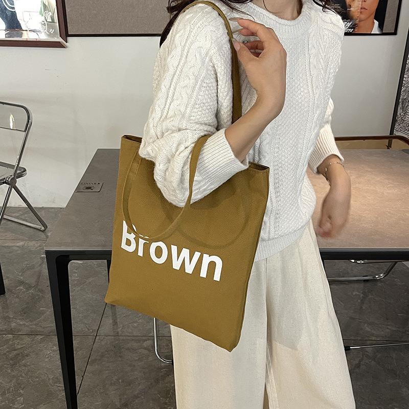 New Autumn Simple Literary Large-capacity Canvas Bag Female Students Commute To Class Portable Shoulder Bag