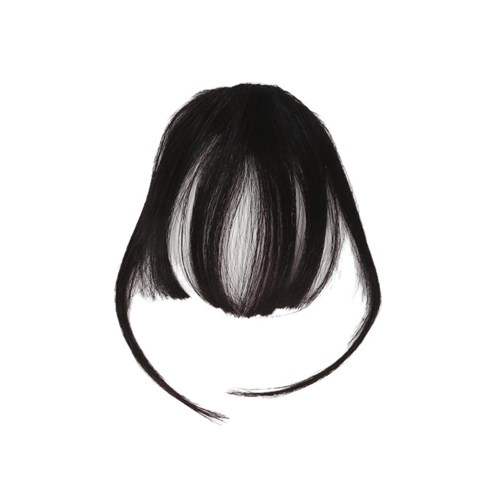 Human Bangs Natural Brown Middle Part Wispy Bang Hair Clip In Bangs Fringe Hairpiece for Women Clip On Air Bang