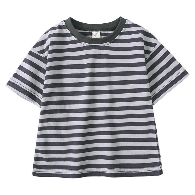 Kids' Summer Striped Cotton T-Shirt - Short Sleeve Korean Style