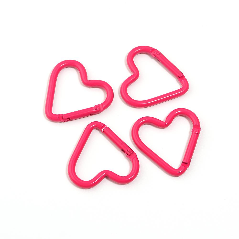 5pcs/lot Spray Painted Heart-shaped Spring Clasps Carabiner Keychain Clips Hook Dog Chain Diy Jewelry Buckle Connector Supplies