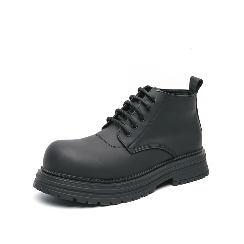 

Черные мужские ботинки на толстой подошве, классический минималистский стиль, для езды на мотоцикле, для повседневного использования, для офиса и отдыха, размер 38-45 45 чёрный
