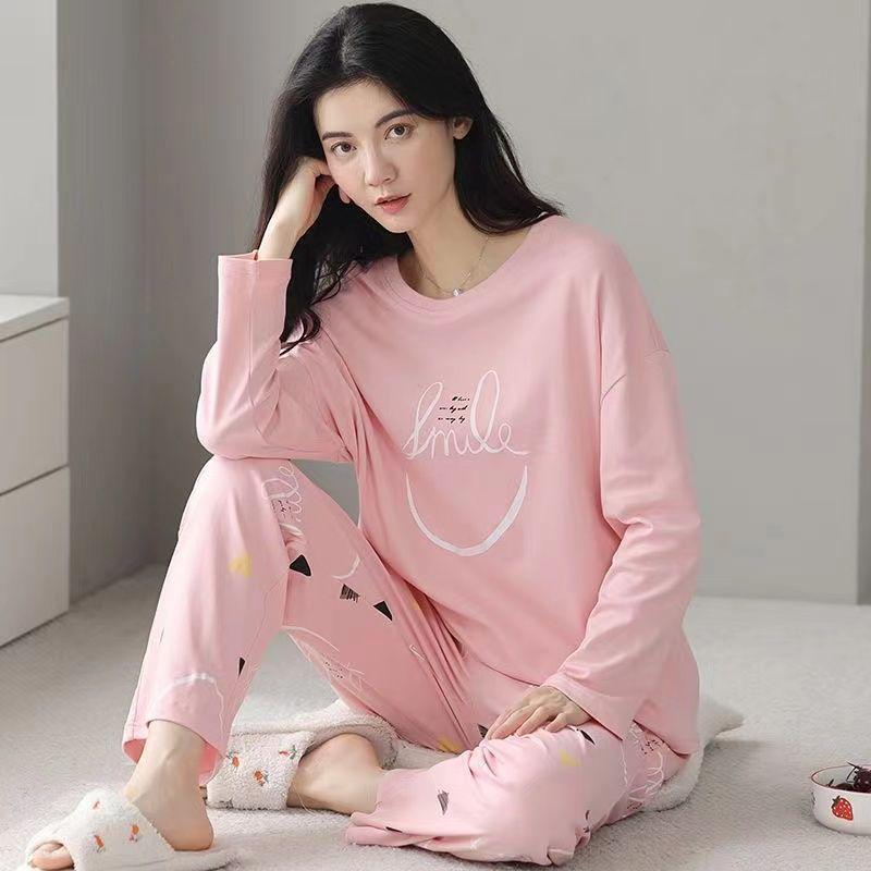 Women's Long Sleeve Cotton Pajama Set - Spring & Autumn Casual Wear