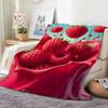 Multicolored Art Print Raspberry Throw Lightweight 240G Flannel Blanket Soft Skin-Friendly For Summer Cooling