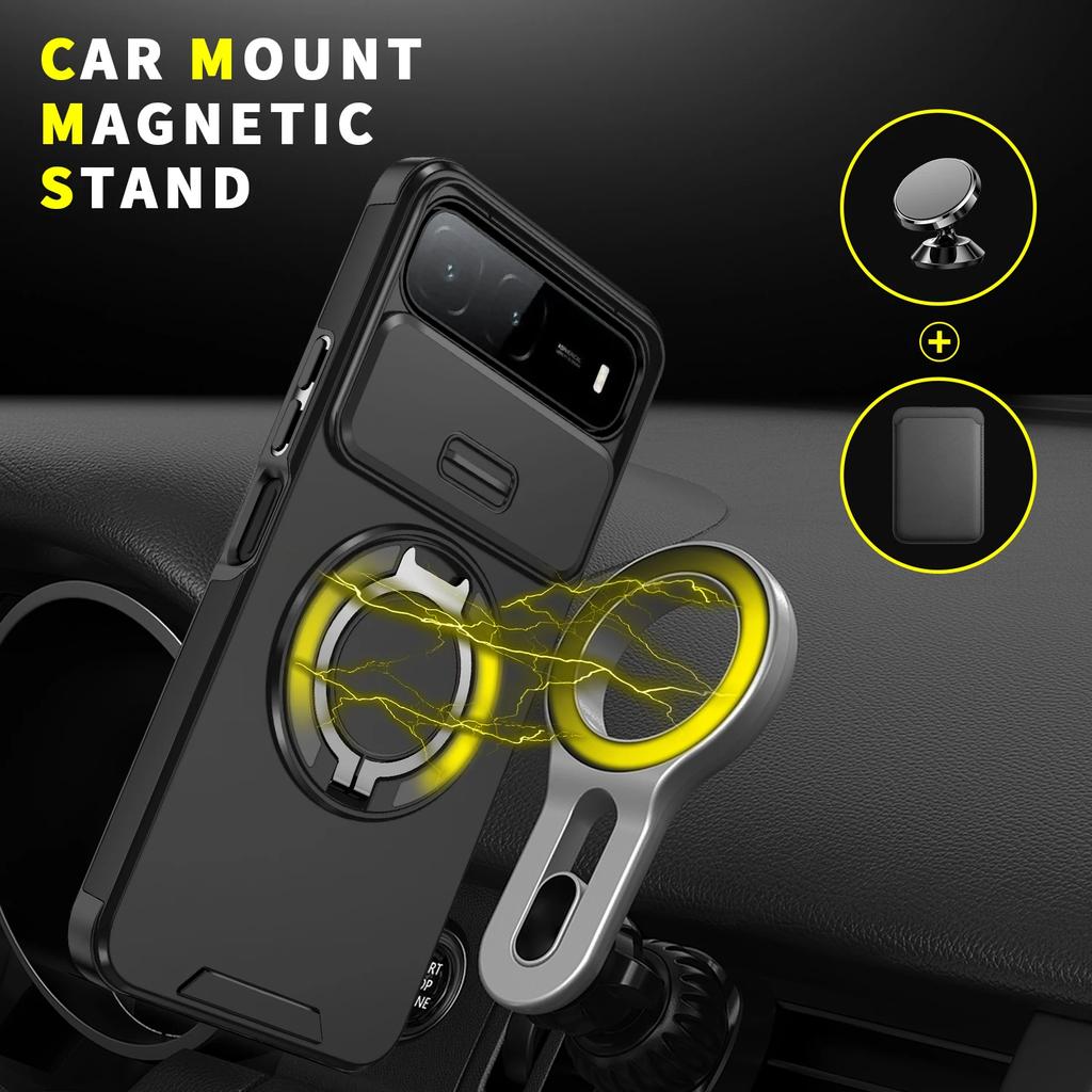 Magnetic Metal Ring Stand Armor Case For Infinix Hot 60i 5G 50i 4G Smart 9 HD Tecno Spark Go Slide Lens Protection Phone Cover
