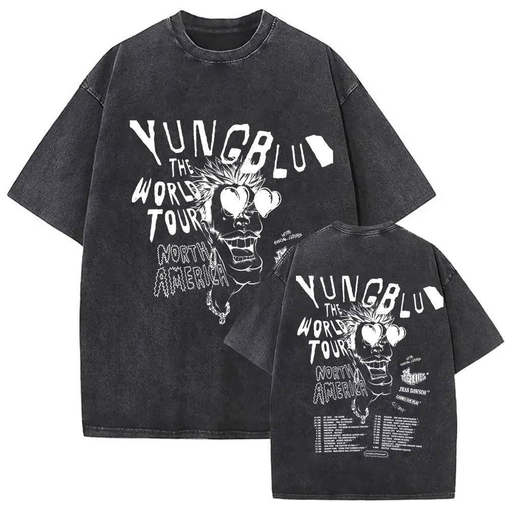 T-shirt Vintage Lavate Yungblud IDOLS The World Tour Uomo Donna Hip Hop Alta Qualità Gotico Oversize Streetwear