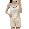 Women's Summer Ice Silk Pajama Set - Sexy, Loose Camisole Vest & Shorts for Casual or Outdoor Wear