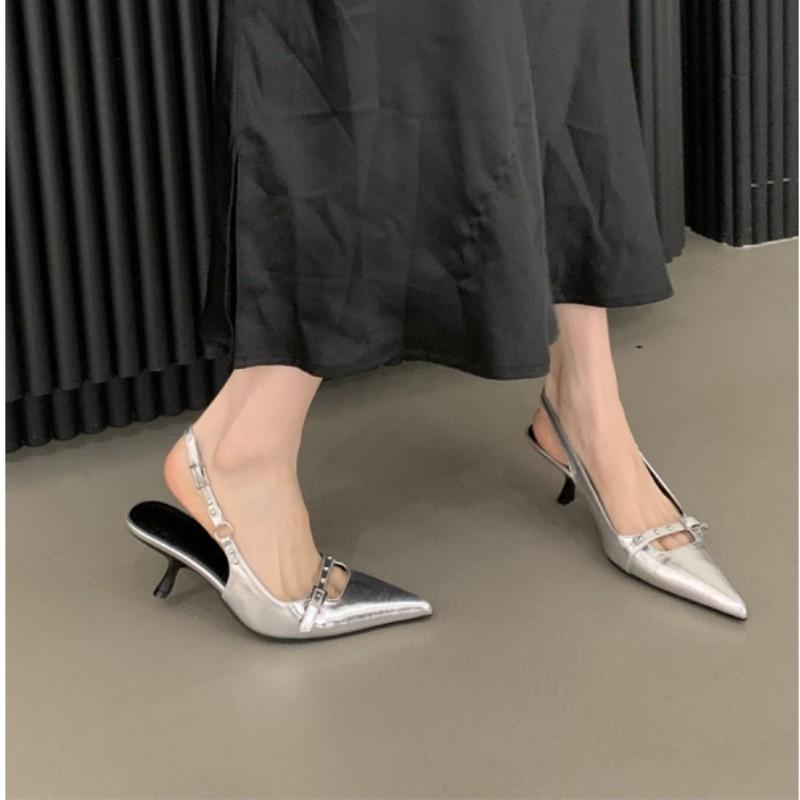 BCEBYL Moda Punta Acuta Tacco a Spillo Bocca Bassa Nuovi Sandali Estivi Sexy Eleganti Casual Scarpe da Donna con Tacco Basso Zapatos Mujer