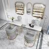 Nordic Double Layer Marble Manicure Table & Chair Set: Elegant, Space-Saving Station for Single & Double Manicures.