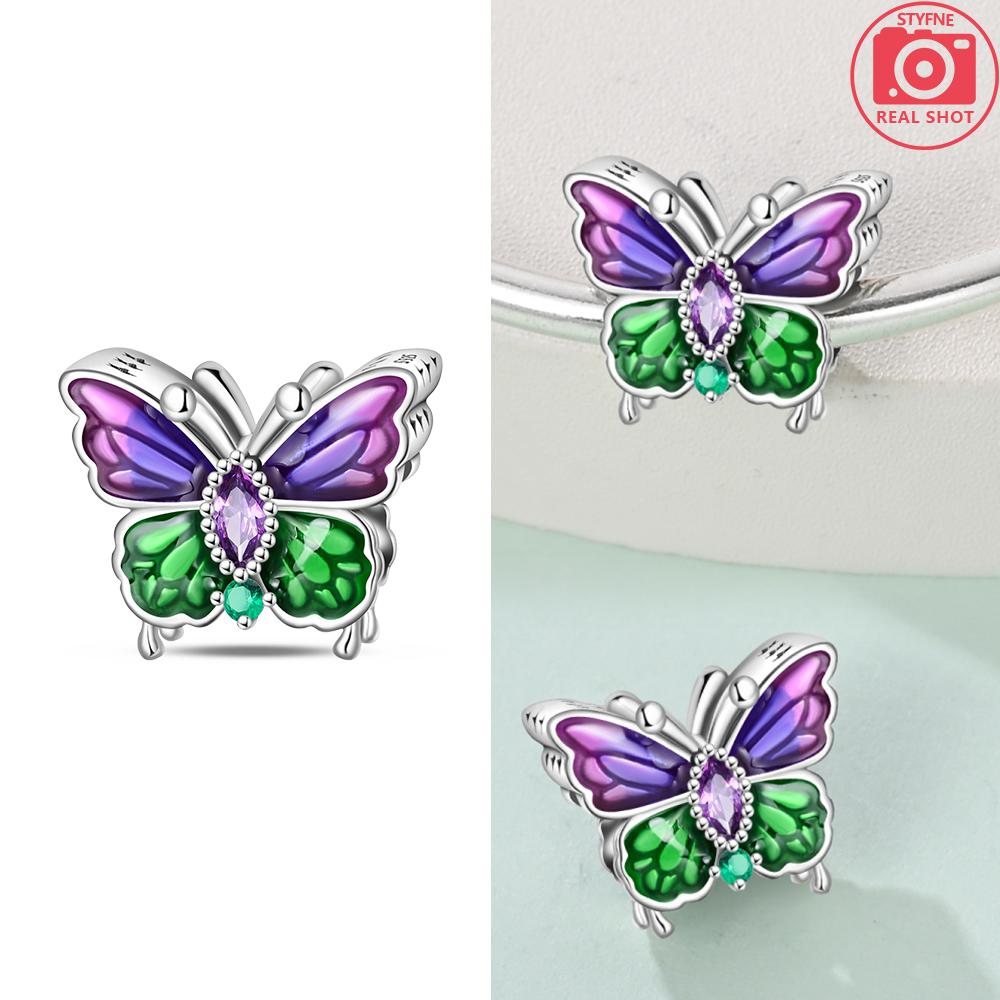 Colorful Butterfly Sparkling Zircon Fashion Copper Charms Beads Fit Qikaola Original Bracelets Diy Anniversary Jewelry