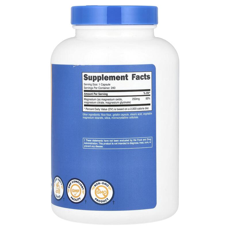 Magnesium Complex, Regular-Strength, 250 mg, 240 Capsules