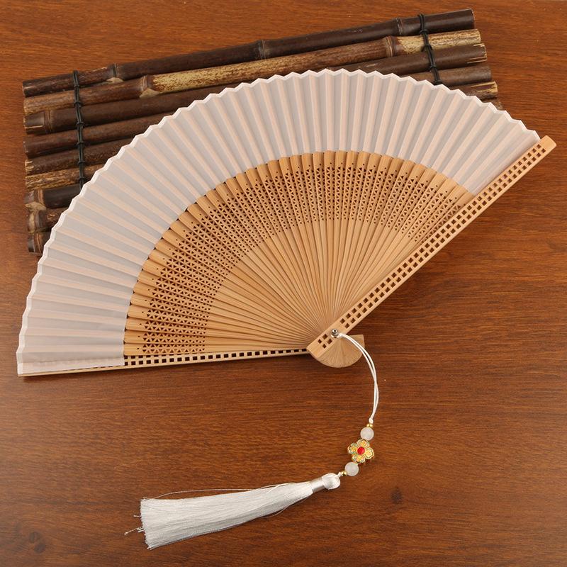 Bamboo Cloth Folding Fan Classical Blank Dancing Fans Handle Fan Chinese Art Crafts Gifts Decoration Fans Home Decor Gifts