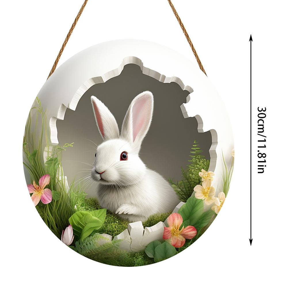 2025 Spring Easter Door Sign Reusable Cute Rabbit Animal Welcome Plaque Rustic Bunny Hanging Pendant for Holiday Front Door Wall