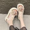 With skirt sweet beach sandals female summer 2025 new fashion fairy wind platform high heel flower sandals female