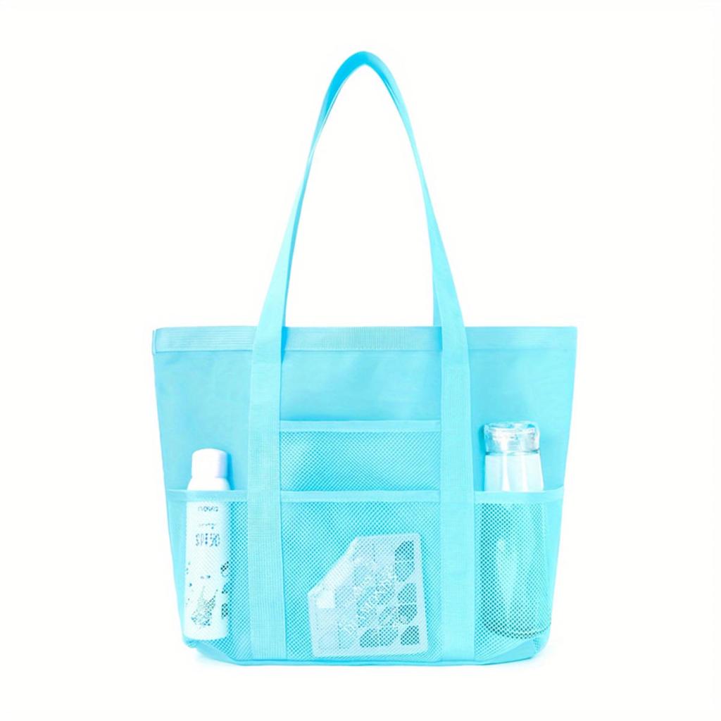 Large Capacity Mesh Beach Bag Women Shopping Tote Swimming Suit Pouch Single Shoulder Travel Storage Bag for Swimwear and Beach