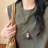Retro Chinesischer Stil Kreis Anhänger Halskette für Damen - Leichter Luxus Pullover Kette, Herbst/Winter Accessoire