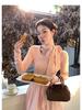 Elegantes koreanisches Herbst-Damen-Set: Kleid mit hohem Bund, Schleife und langen Ärmeln mit Nischen-Design-Gefühl