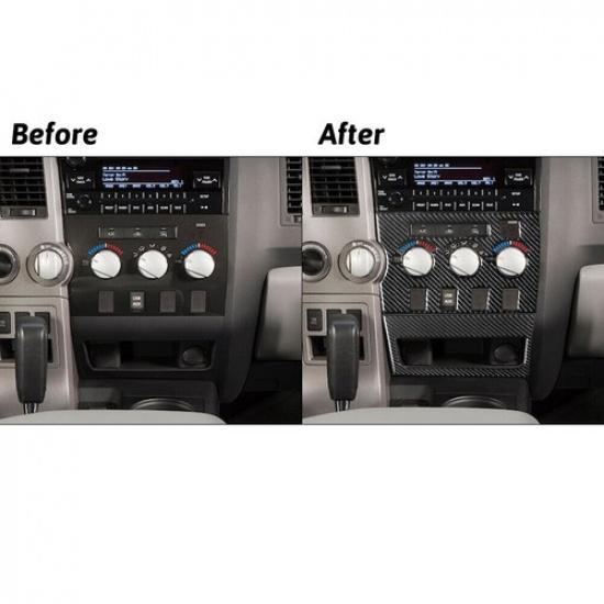 2Pcs Carbon Fiber AC Console Interior Trim Set Type B For Toyota Tundra 2007-13