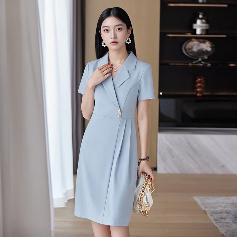 

Женское профессиональное платье-костюм с коротким рукавом 2XL