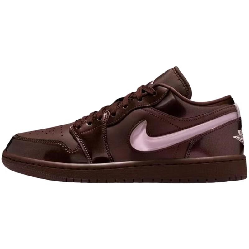 Jordan AJ1 Women s Low Top Pink Swoosh Sneakers 7