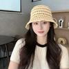 Women's Summer Straw Fisherman Hat, Sunshade, Face-Slimming Bucket Hat, Korean Style, Countryside Style, Lace Hollow Design, Versatile Bucket Hat